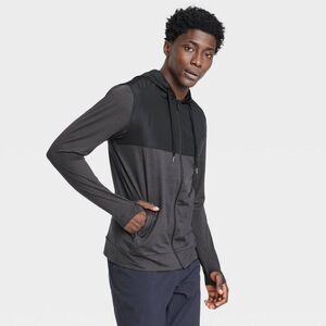All In Motion - Men's Soft Stretch Hooded Full Zip Top - All In Mo Black